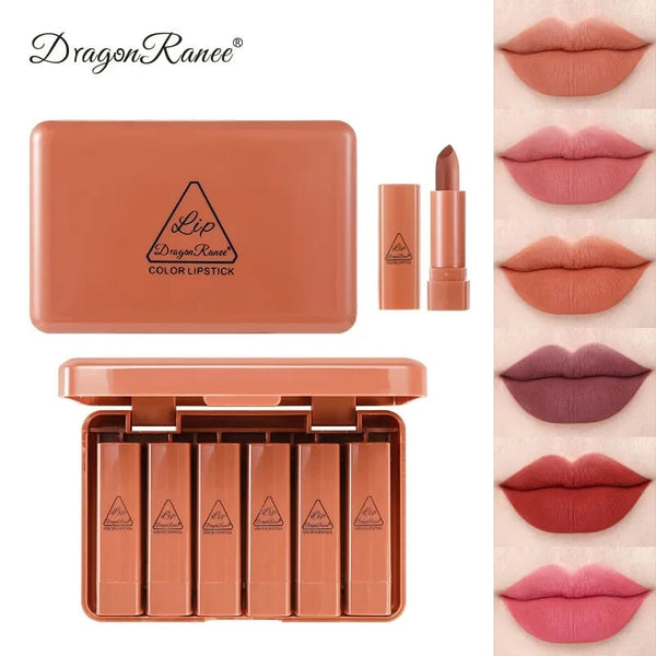 Dragon Ranee 6pcs Chocolate Matte Lipstick Set | Long Lasting, Velvet Finish Mini Lipsticks – Nayab Mall